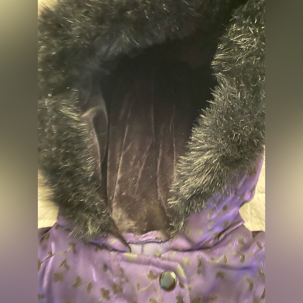 ❄️Rothschild Velvet Flocked Hooded Purple Coat - Picture 7 of 11
